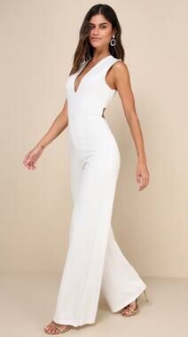 NWT! Lulus Thinking Out Loud White Backless Jumpsuit XS